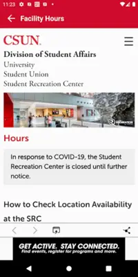 CSUN Student Recreation Center android App screenshot 1